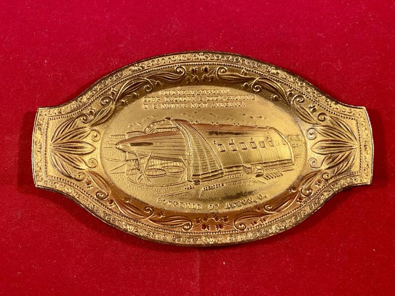 Rare Souvenir Dish Commemorating the Goodyear Zeppelin Corp - U.S. Navy’s Airship - USS AKRON c1931