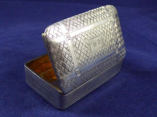 ANTIQUE GEORGIAN ENGLISH HALLMARKED SILVER SNUFFBOX BY JOHN SHAW c1819