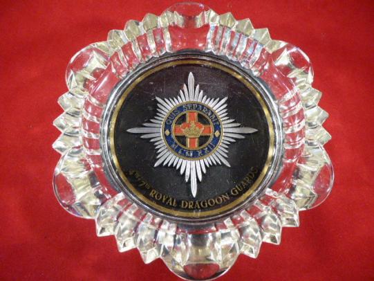 Vintage Large Glass Ashtray and Stand for the 4th/7th Royal Dragoon Guards
