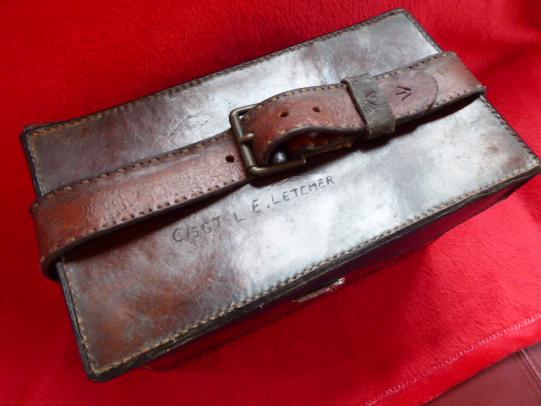 WW1 Period British Colour Sergeant’s Leather Cartridge Ammunition Case named to C/Sgt. L. E. Letcher