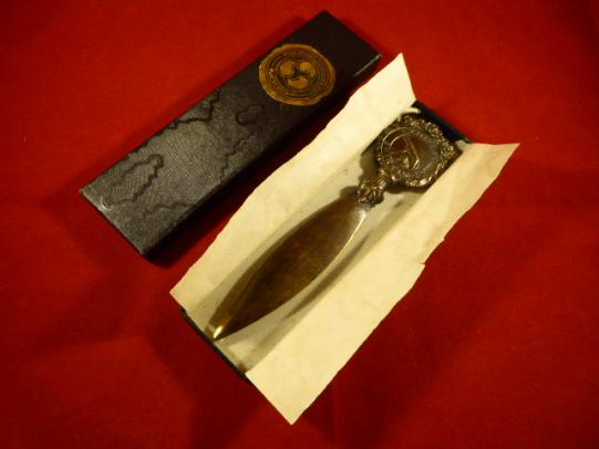 Antique “Leopard Shirtings” Brass Letter Opener Advertising Horrockses Crewdson & Co Ltd c1889 with Case