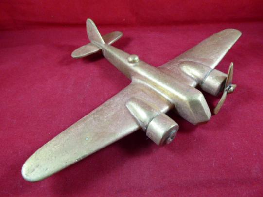 WW2 Trench Art Solid Brass Model of an RAF Bristol Blenheim