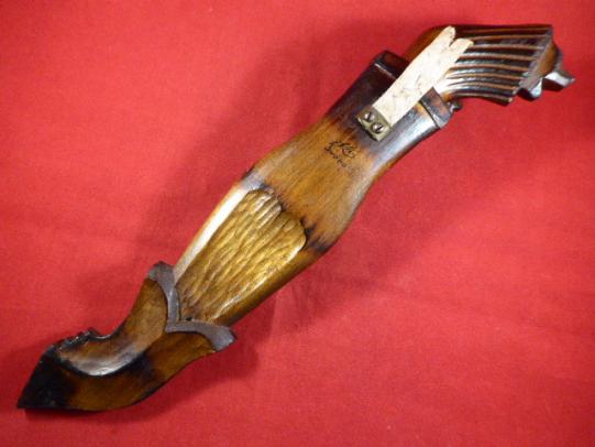 Stunning Large Hand Carved Set of “Bear Head” Finnish Puukko Knifes by T.W.R.