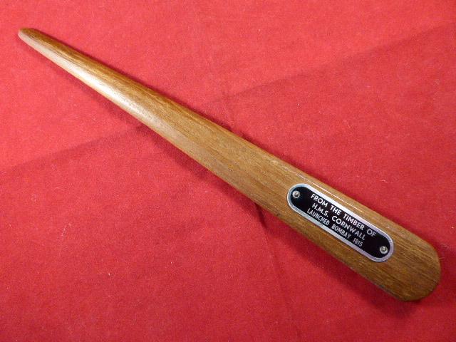 Letter Opener made from the Timber of – H.M.S. CORNWALL - Launched in 1815