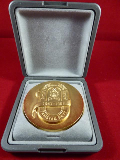 Pakistan Navy 50th Anniversary 1947-1997  - Large Gilt Bronze Cased Medallion
