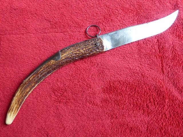 Huge Antique French Folding Palm Knife Stag Grip and 10” Blade – NOGENT DG