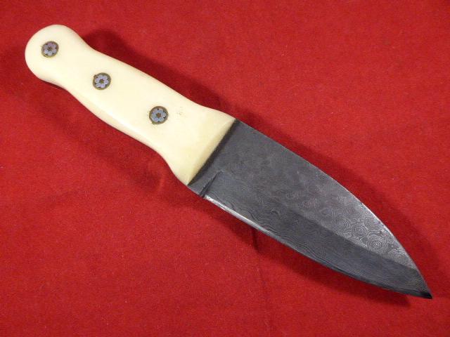 Vintage PERKIN Special Edition Damascus Collector's Hunting Knife with Leather Sheath