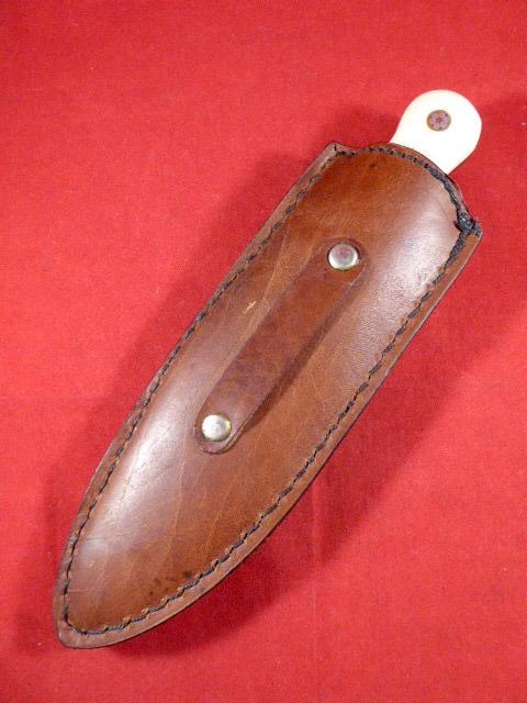 Vintage PERKIN Special Edition Damascus Collector's Hunting Knife with Leather Sheath