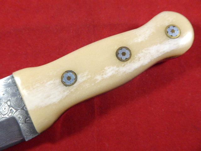 Vintage PERKIN Special Edition Damascus Collector's Hunting Knife with Leather Sheath