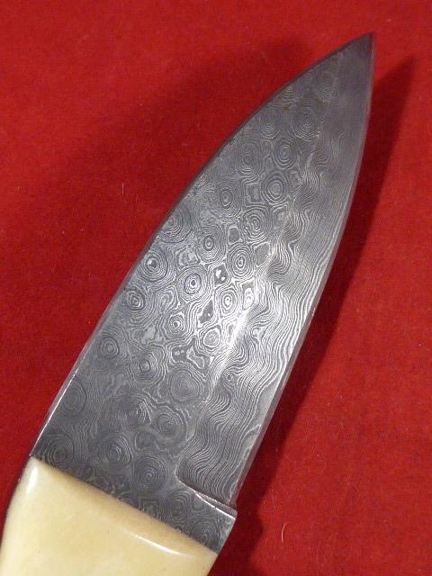 Vintage PERKIN Special Edition Damascus Collector's Hunting Knife with Leather Sheath