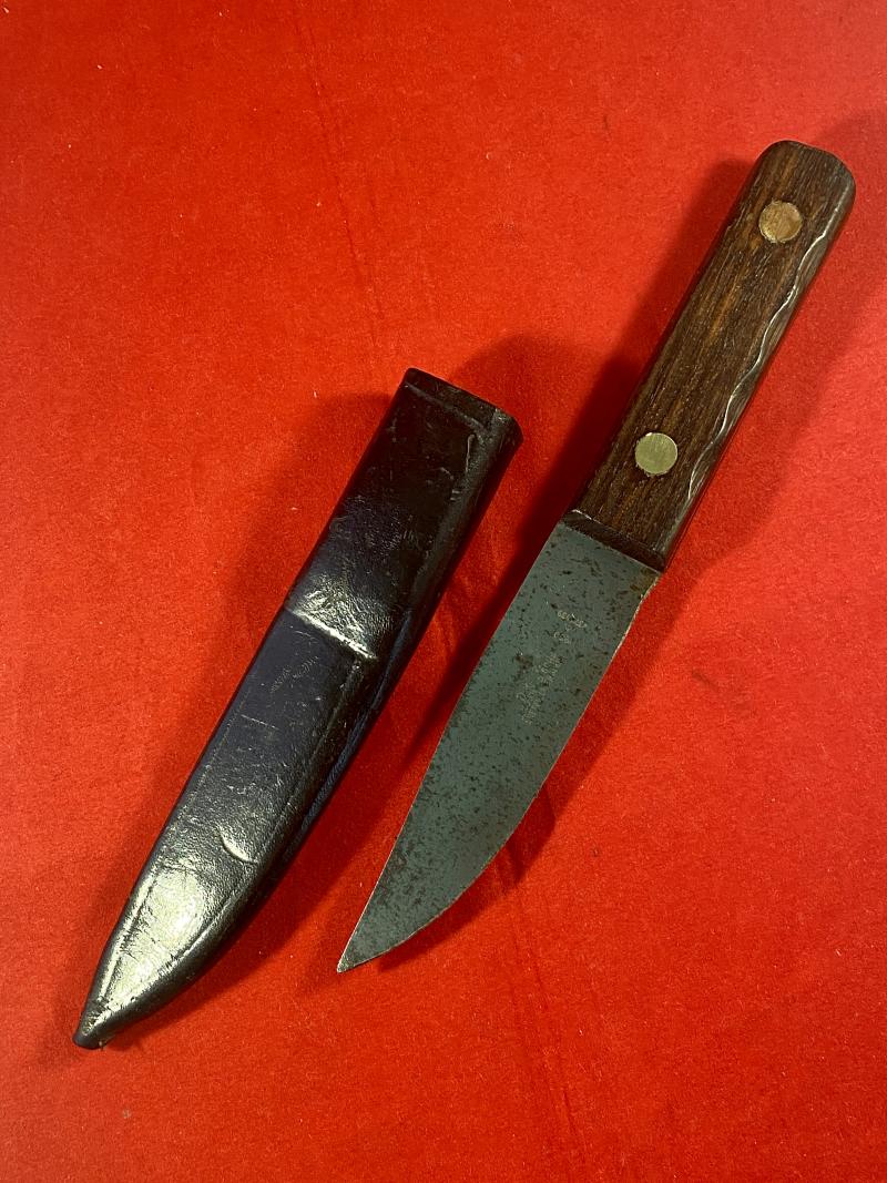 Vintage British Royal Navy Deck Knife with Leather Sheath by J. Nowill & Sons dated 1980