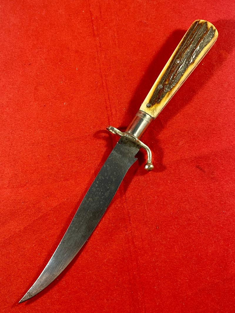 Unusual “Bursa Etem” Stamped Hunting Knife with Deer Antler Grip