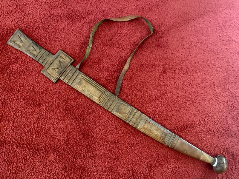Vintage African Tebu Ceremonial Short Sword with Leather Strap