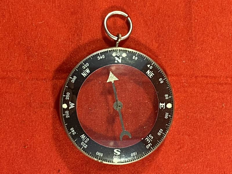 Unusual Japanese Vintage Double Sided Transparent Glass Pocket Compass with a Pouch