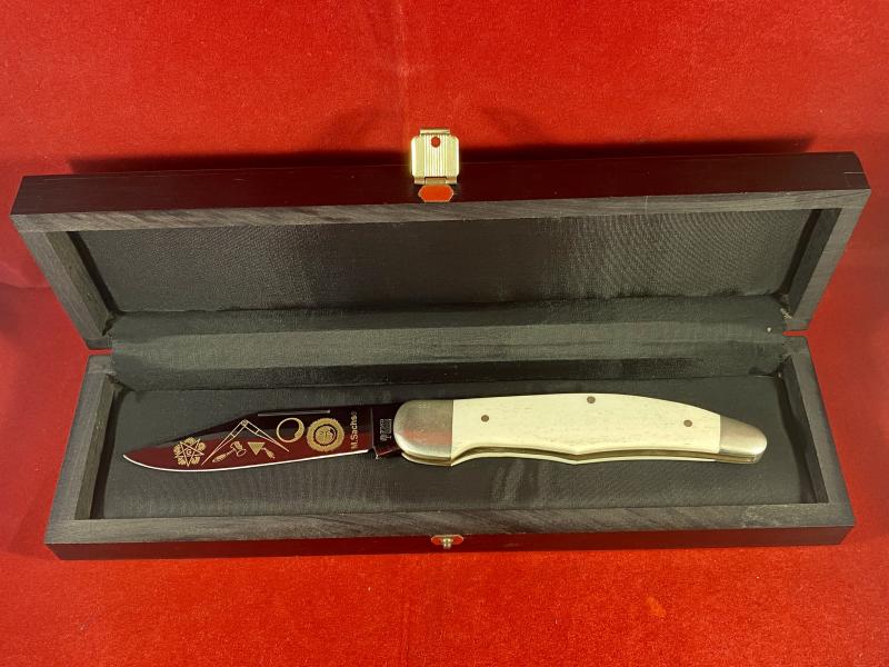 Unusual Cased Limited Edition Böker “Masonic” Stockman Knife with Blade by Manfred Sachse c1990