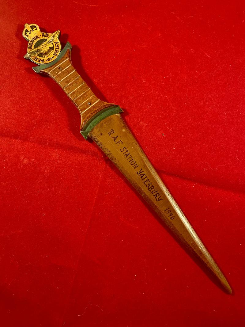 WW2 Souvenir Letter Opener from R.A.F. STATION YATESBURY 1946