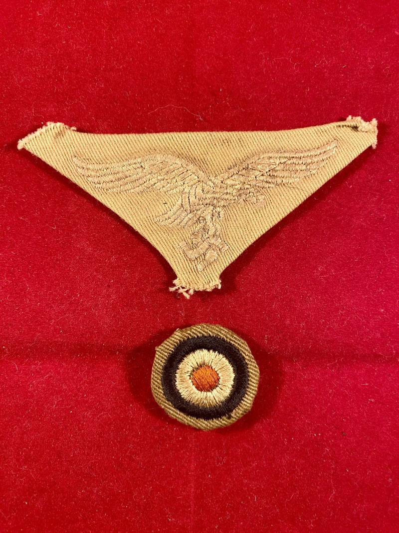 Original WW2 German Afrika Korps - Luftwaffe Breast Eagle and National Tricolour Cockade