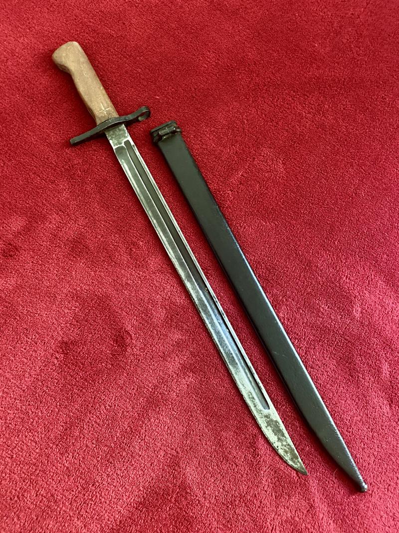 WW2 Japanese Type 30 Arisaka Bayonet and Scabbard with Repaired Grip