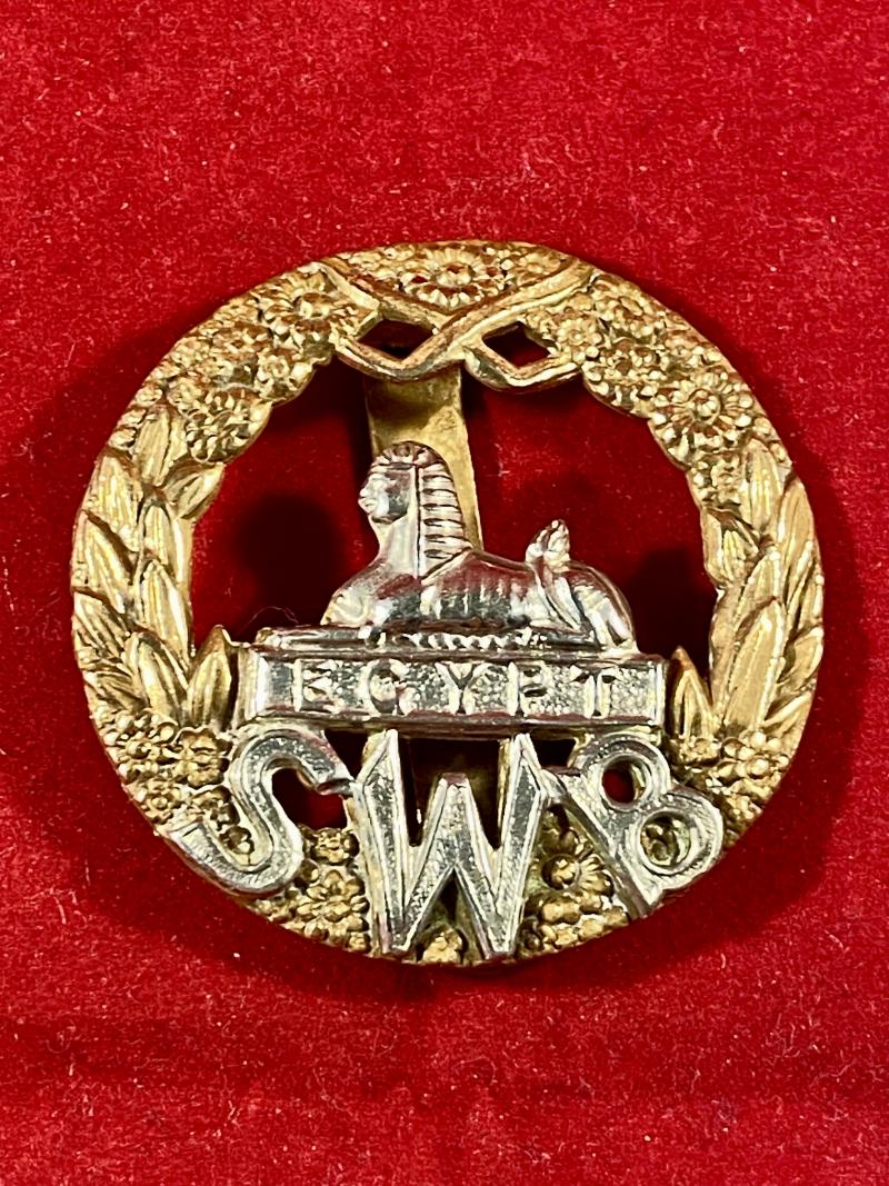 WW2 Period South Wales Borderers (SWB) Bi-Metal Slider Cap Badge