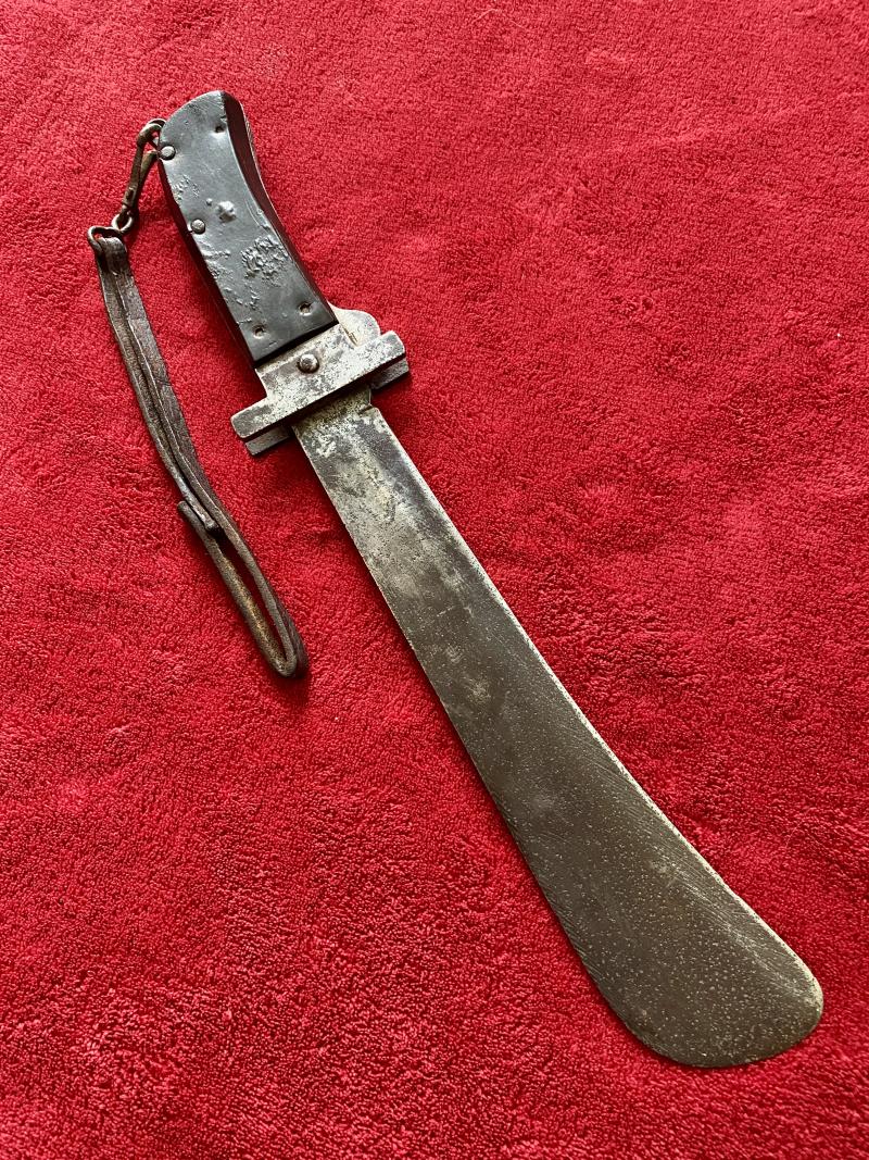 WW2 British Folding Machete with by A.H. Bisby of Sheffield with Original Leather Lanyard dated 1944