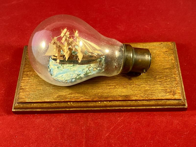 Rare WW2 German Prisoner of War “Ship in a Bottle” – 19th Century Clipper Ship in a Glass Light Bulb
