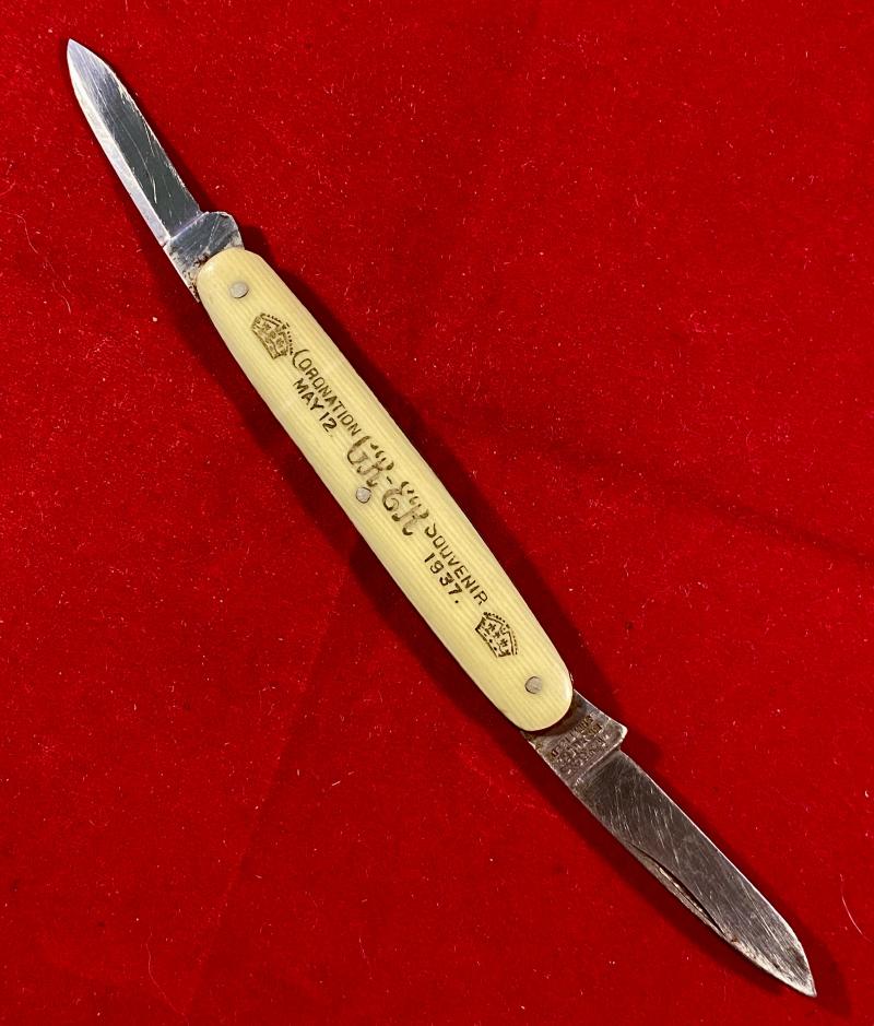 Souvenir King George VI 1937 Coronation Commemorative Two-Blade Penknife by Rawson Brothers of Sheffield