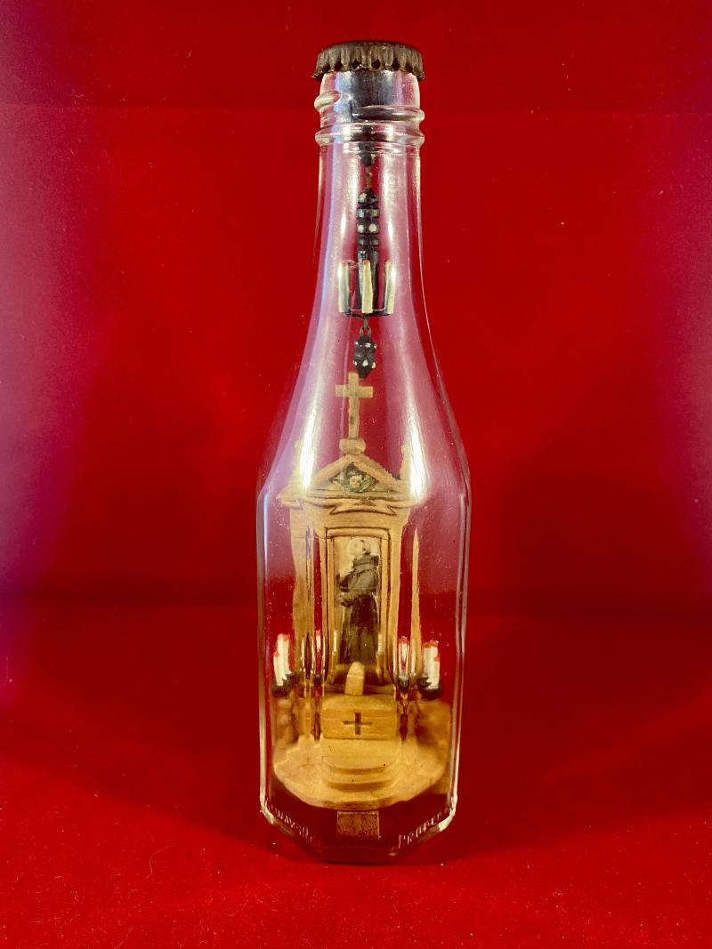 Rare WW2 Prisoner of War “Religious Shrine in a Bottle” DALLA PRIGIONNIA INDIA 1942