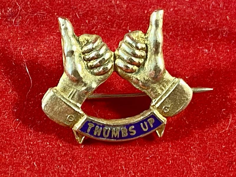 Unusual WW1 THUMS UP Brass Gilt and Enamel Brooch c1917