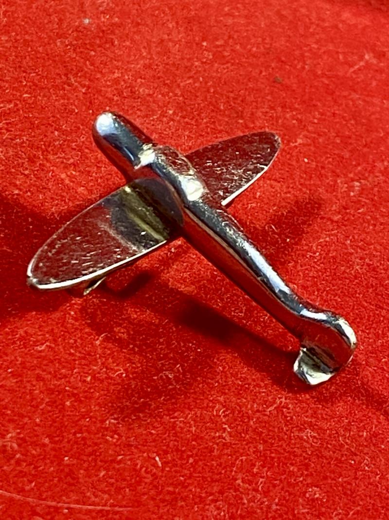WW2 Period Chrome Plated Monoplane Aircraft Brooch Possibly of an RAF Miles Master III c1940