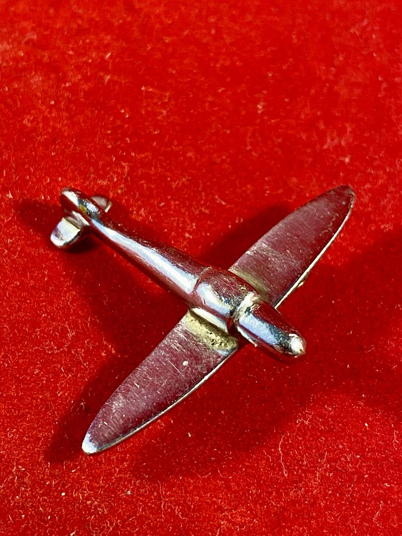 WW2 Period Chrome Plated Monoplane Aircraft Brooch Possibly of an RAF Miles Master III c1940