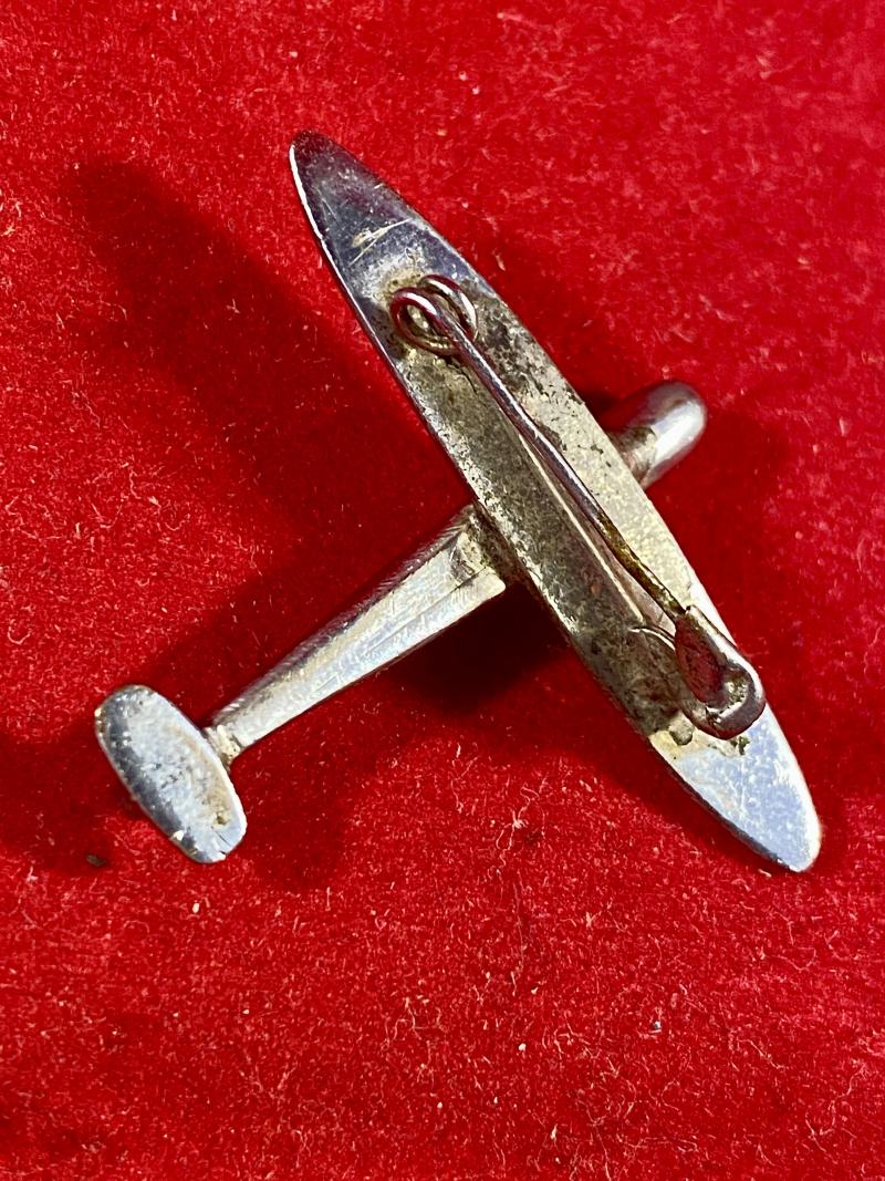 WW2 Period Chrome Plated Monoplane Aircraft Brooch Possibly of an RAF Miles Master III c1940