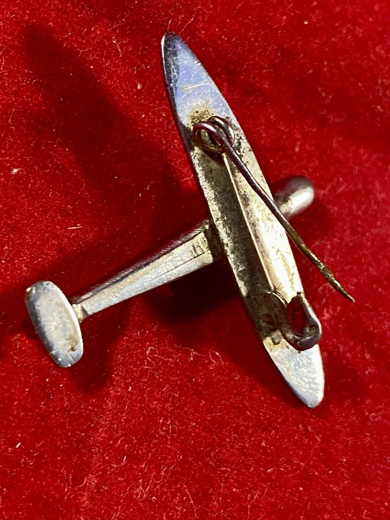 WW2 Period Chrome Plated Monoplane Aircraft Brooch Possibly of an RAF Miles Master III c1940