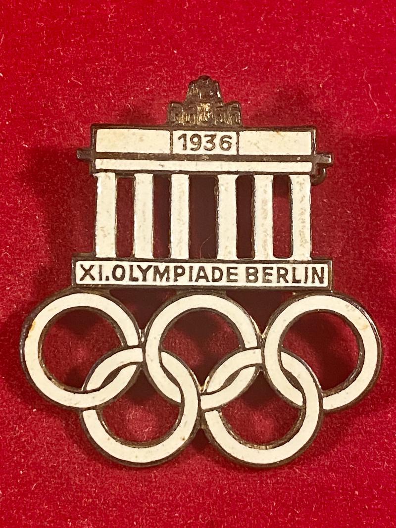 REPRODUCTION XI OLYMPIADE BERLIN 1936 Olympic Games Brandenburg Gate White Enamel Pin Badge