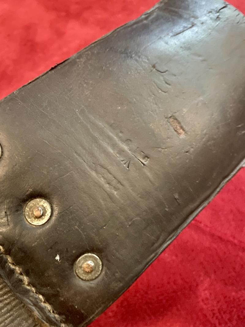 WW2 British Military Machete by J.J.B. 1943 with Dark Brown Leather Scabbard by B.H. & G. Ltd 1966