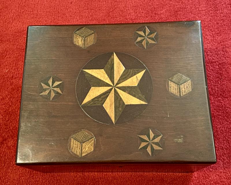 Large Antique Georgian Inlaid Wooden Jewellery Box