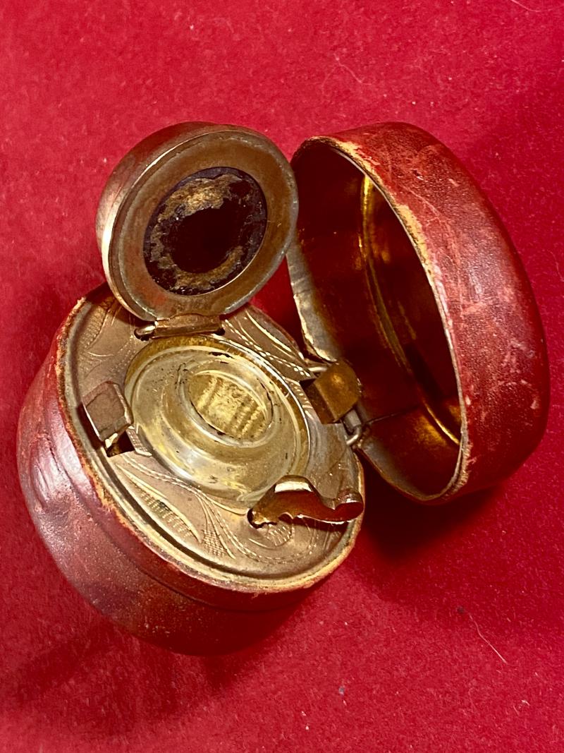BOAS Militaria | Antique Victorian Red Leather Covered Oval Gilt Brass ...