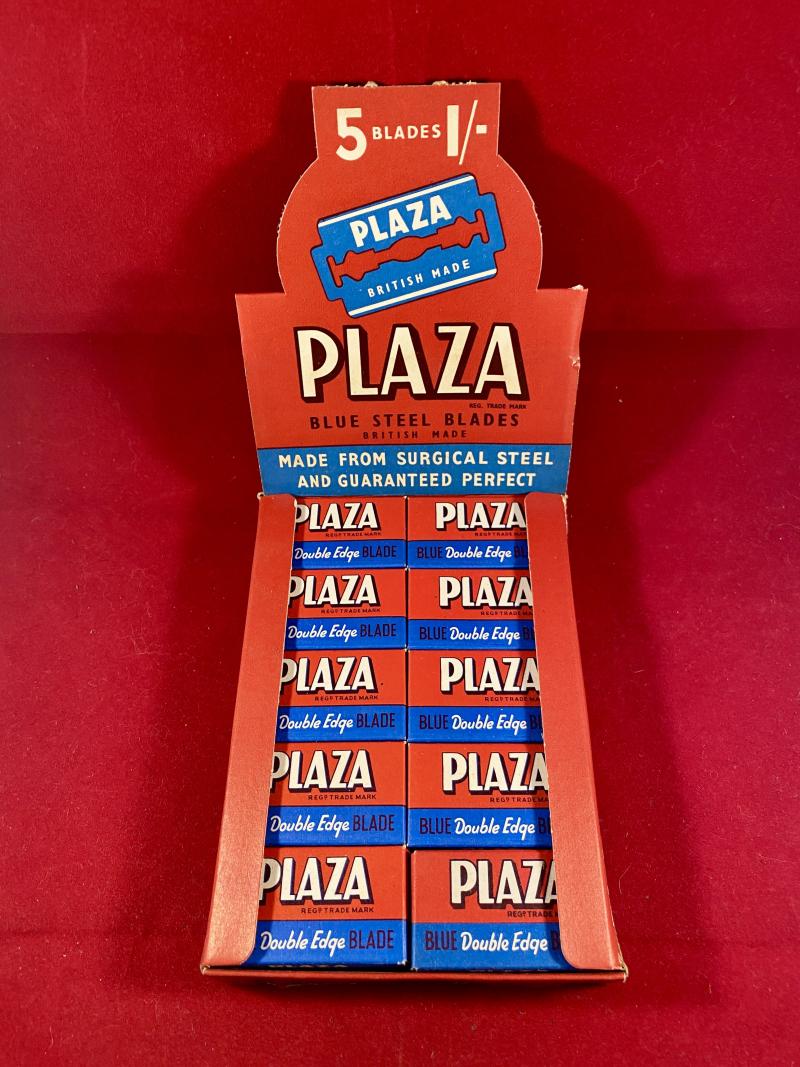 Rare Original Vintage Advertising Display Box of PLAZA “Blue Steel Blades” with 20 x 5 packs of Blades c1950