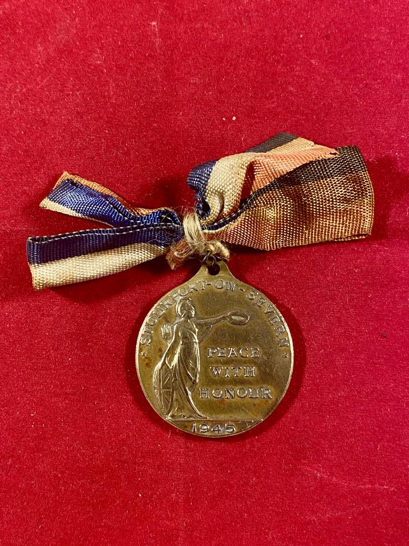 Genuine WW2 1945 Victory & Peace Celebrations Medal with Ribbon - Stourport-on-Severn