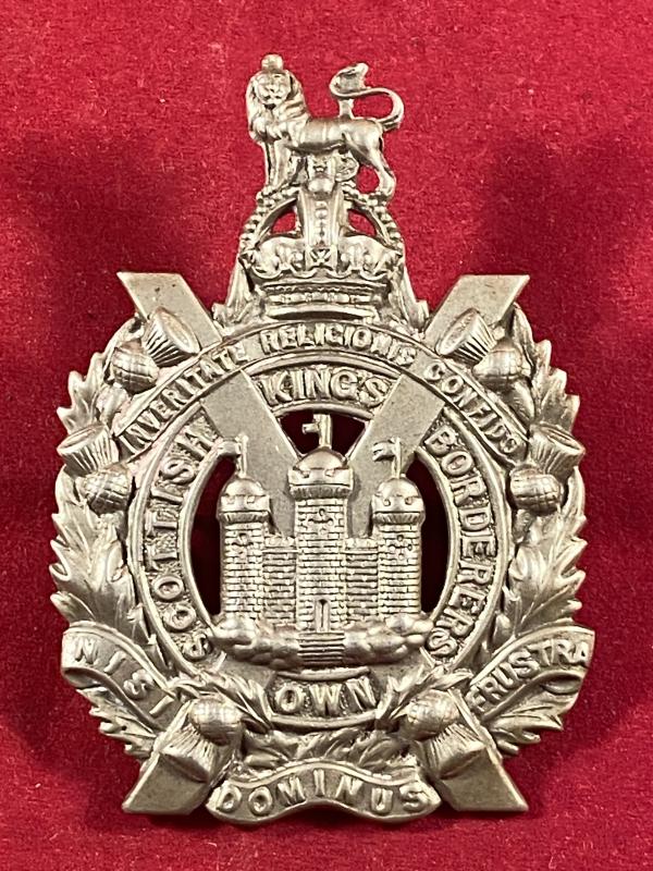 Original WW1 Kings Own Scottish Borderers Regiment KOSB Glengarry White Metal Badge