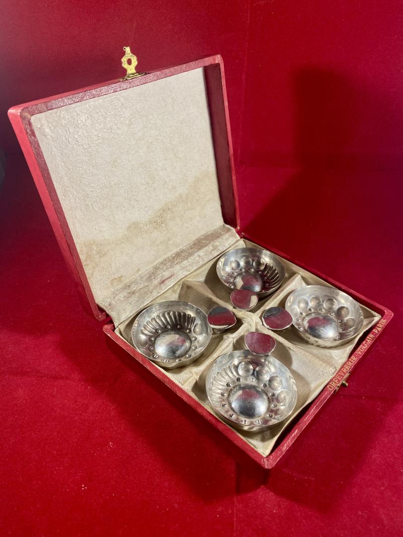 Vintage Cased Set of Four French Silver Plated Wine Tasters by Deschamps Frères - Orfevrerie Vulcan Paris c1930