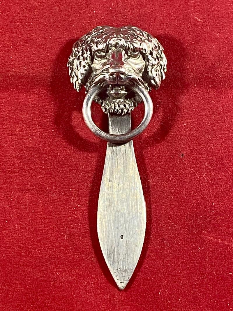 Beautiful Antique French Silver “Dogs Head” Chatelaine Belt Clip