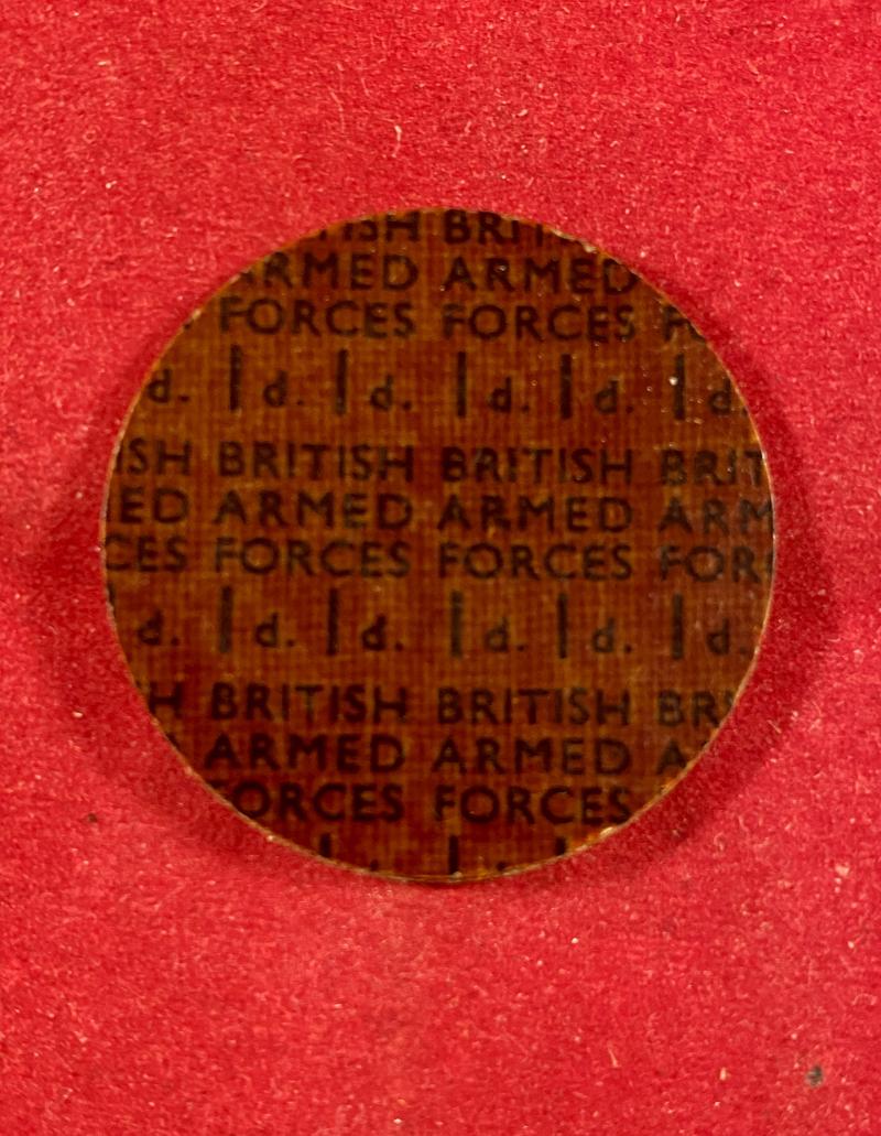 Near Mint Post WW2 NAAFI 1d British Armed Forces Brown Bakelite Token c1946