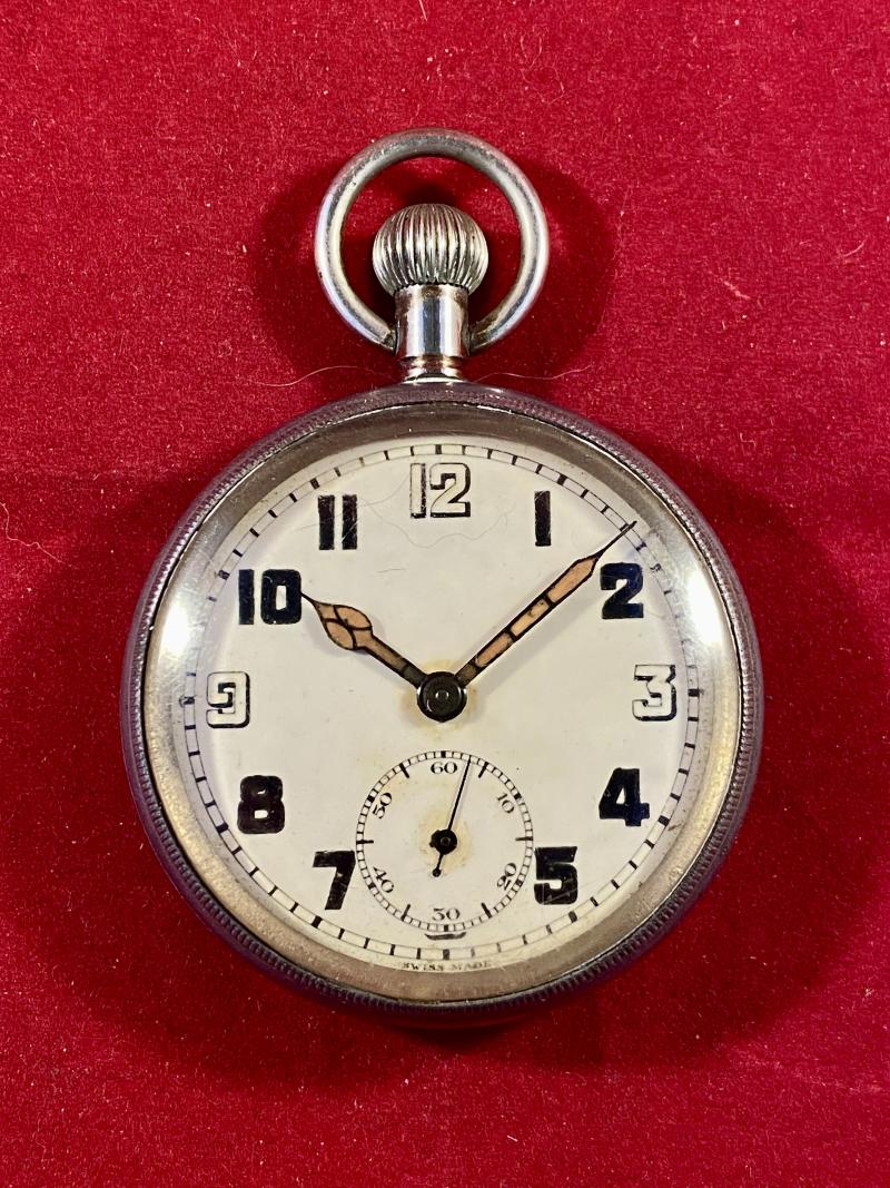 Original WW2 British Army Swiss made Pocket Watch Marked G.S.T.P. 109822