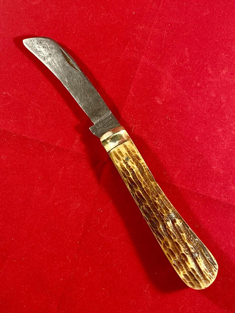 Rare Antique Stag Handled Hawksbill Folding Knife by NEEDHAM Hill Street Sheffield circa 1880