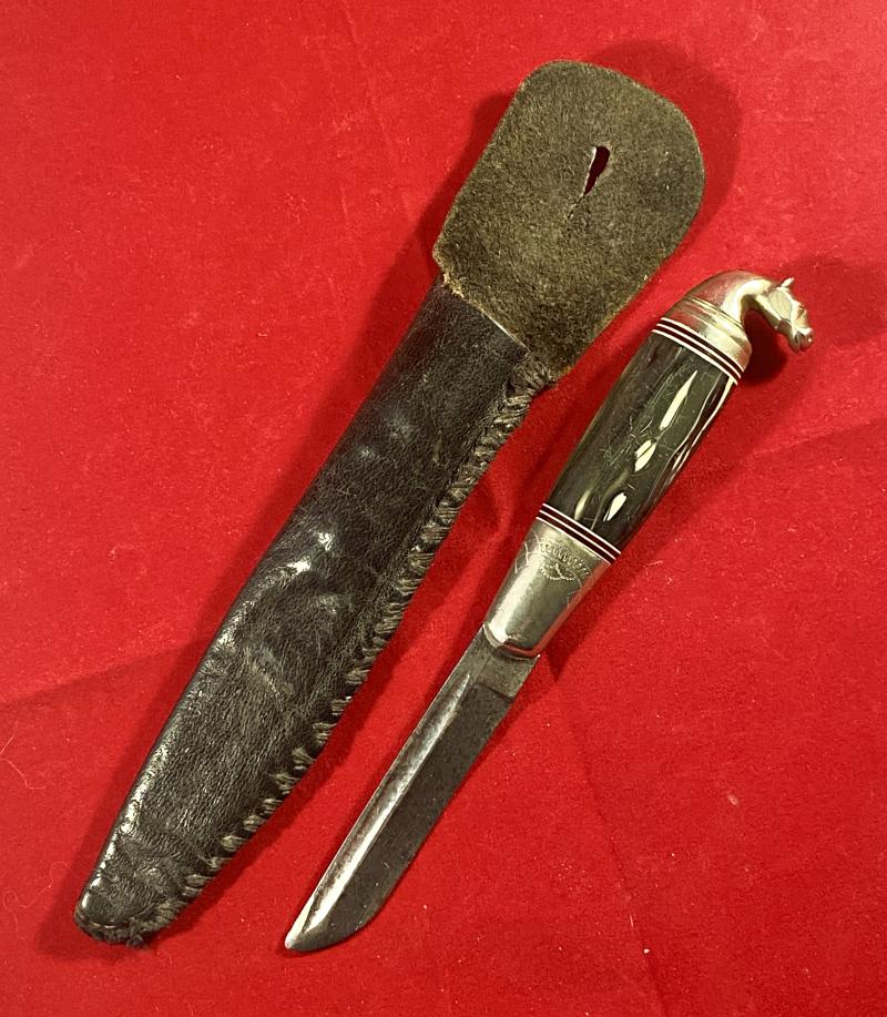 Small Vintage Horse Head Puukko Knife made by Luomanen & Kumppanit of Kauhava, Finland c1930