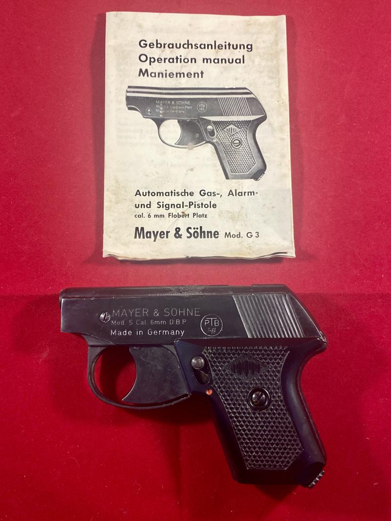 Mayer & Söhne Mod. ‘S’ 6mm Calibre ‘Perfecta’ Starting Pistol with Original Box and Instructions c1970