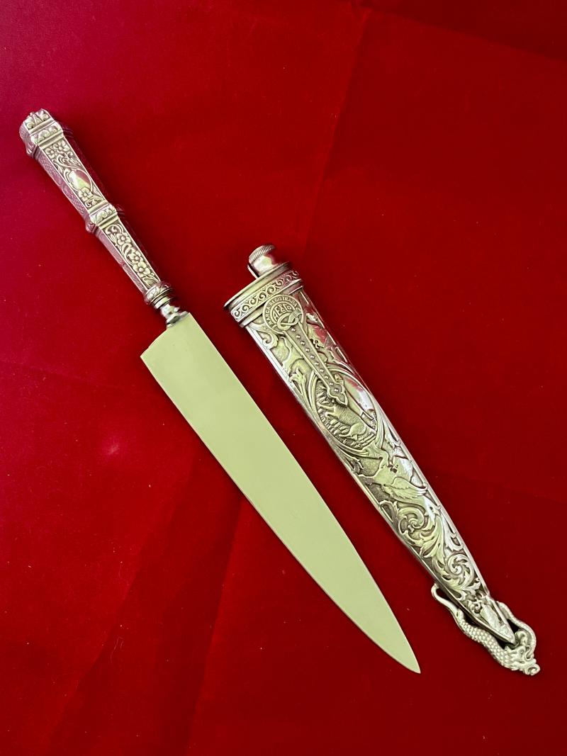 Vintage South American Gaucho Cowboy Knife with 7” Blade and Silver Fittings by A E & Co Marca Registrada circa 1930