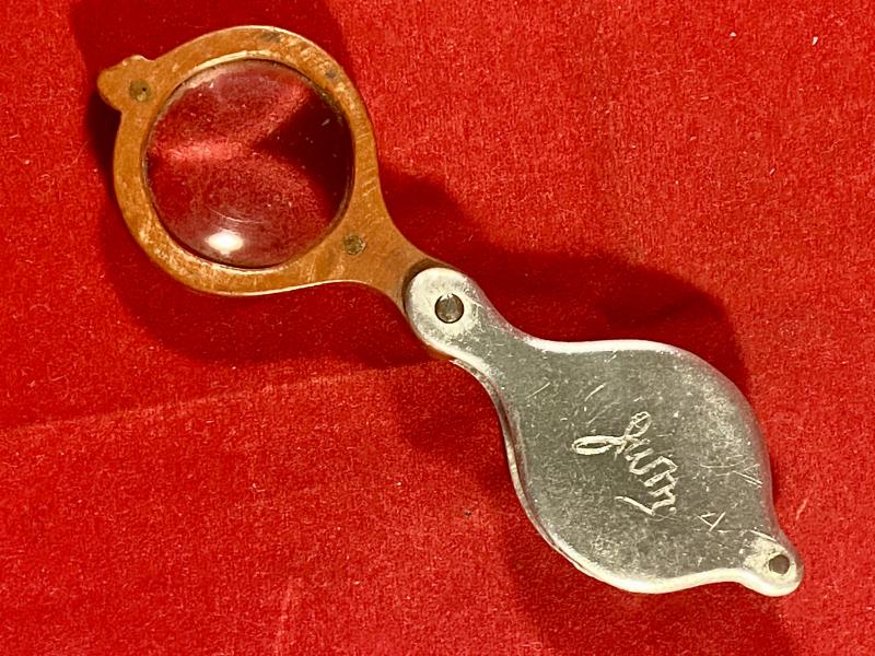 WW2 Trench Art Folding Pocket Compass made from Bakelite and Aluminium with Initials JWM