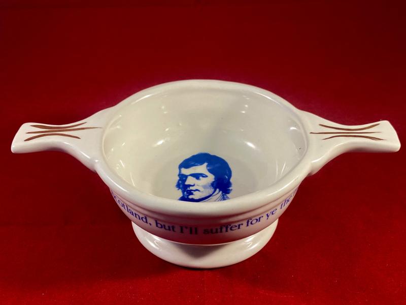 Vintage RAF Lossiemouth - Robbie Burns, Limited Edition White Ceramic Scottish Quaich Drinking Vessel by W Bates & Co.
