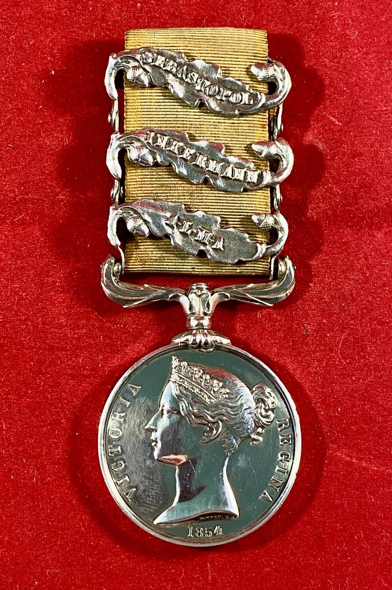 Crimea Medal 1854-55 with 3 Clasps - ALMA, INKERMAN & SEBASTOPOL - Named to C. HARPER of the 55th Regiment of Foot